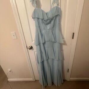 Azazie Light Blue Tiered Maxi Dress